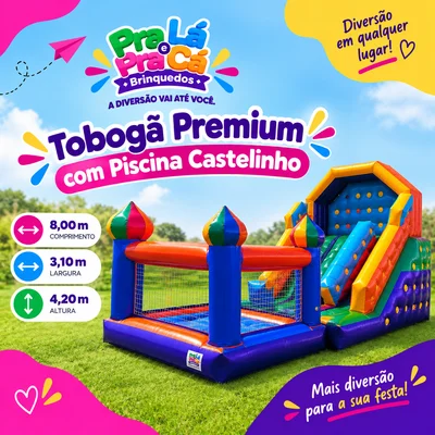 Tobogã Premium com Piscina Castelinho Inflável