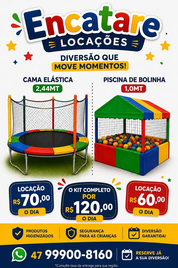 Kit 01 - Cama elástica 2,44m + Piscina de bolinhas 1m